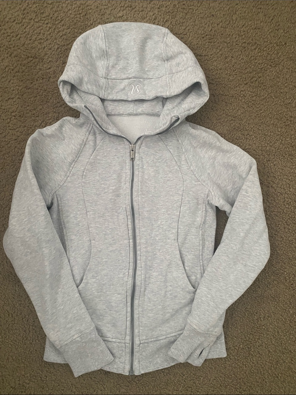 lululemon athletica Light Gray Scuba Full-Zip Hoodie size 2